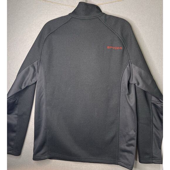 Spyder Pullover Jacket Men's XL Black Waffle Knit Fleece Lined 1/4 Zip Red Logo - Picture 7 of 10
